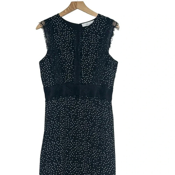 Adelyn Rae M black & white polka dot maxi dress with lace Whimsigoth - Picture 3 of 8